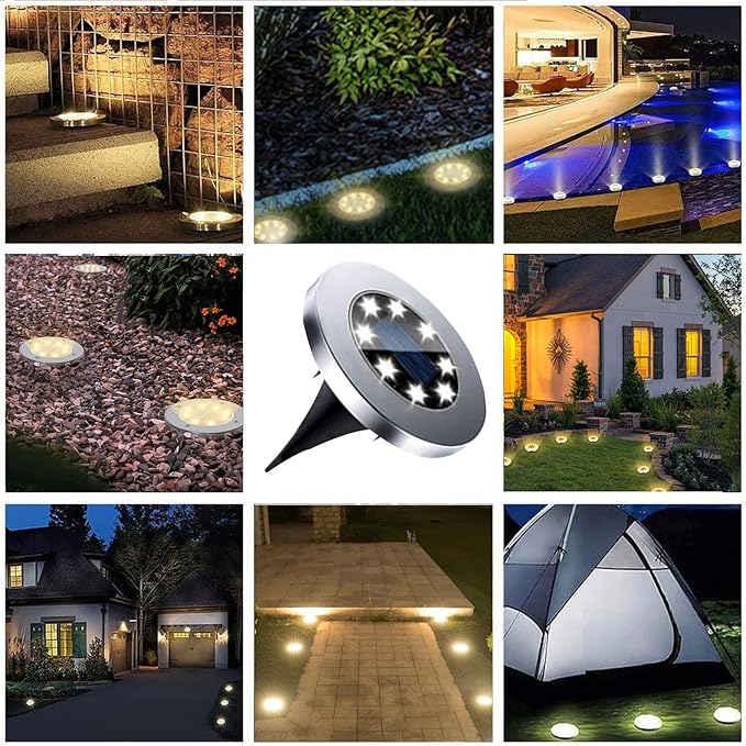 4.6 Inch Diameter Solar Ground Lights, Waterproof Solar Garden Lights, Outdoor Garden Waterproof Bright in-Ground Light, Landscape Lighting for Pathway,Yard,Lawn,Patio,Walkway (12 Pack Warm Light) Rayolon
