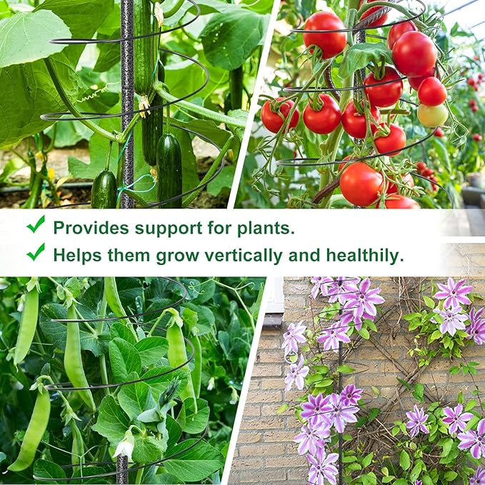 Spiral Trellis for Climbing Plants Outdoor, 45 Inch Tall Heavy Duty Metal Garden Tower, Decorative Plant Support with Anti-Tip Stake,Rustproof for Clematis Pole Beans Cucumber Berry Vines Pots,1 Pack EUIJOIP
