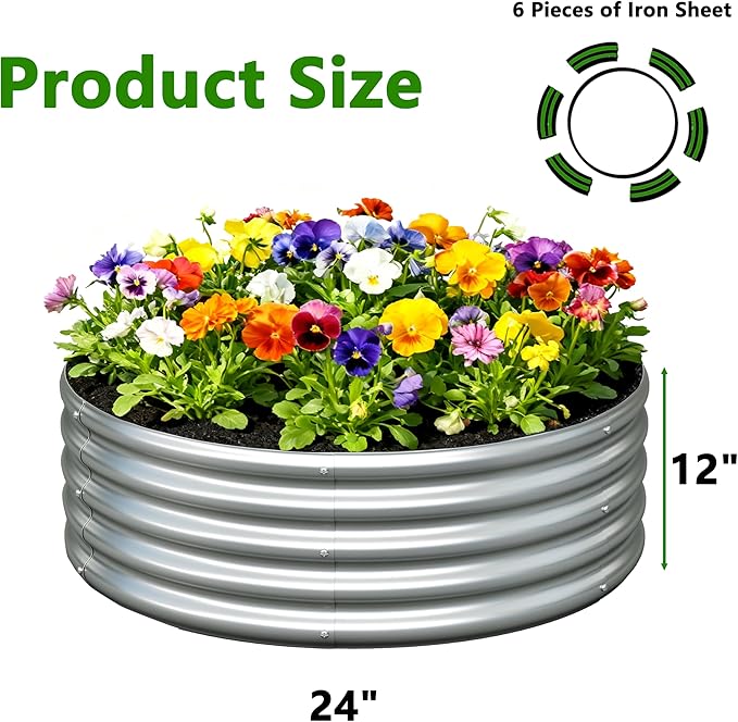 3PCS 3x3x1FT Galvanized Raised Garden Bed Kit,Vegetable Boxes-Round Metal Flower Box,Large Planter Raised Beds Outdoor Garden for Planting,Fruit,Herb-Silver Yortrek