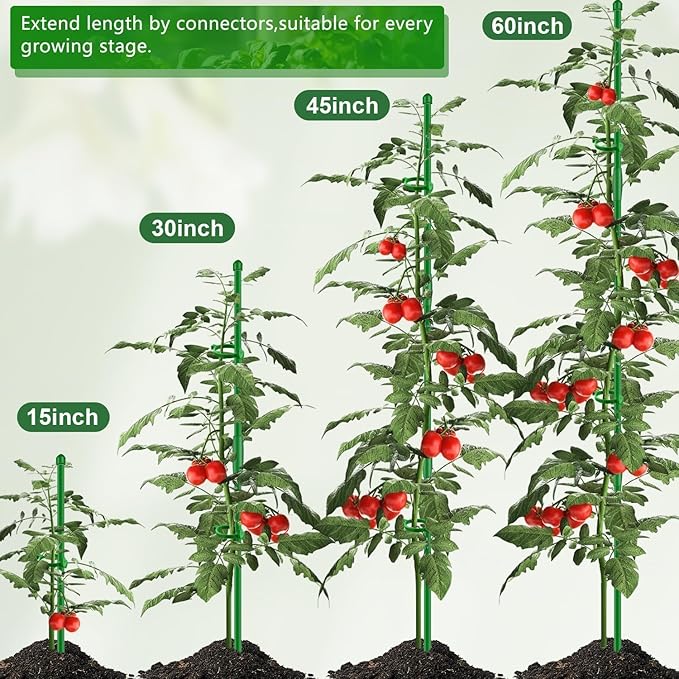 Plant Support Stakes for Indoor SupKing Orchid Sticks with Clips Garden Stake Extended to 2/3/4ft for Outdoor Potted Tomato Rose Vegetables House Palnts Comes with 20 Plants Ties(15 inch 10Pcs) SupKing