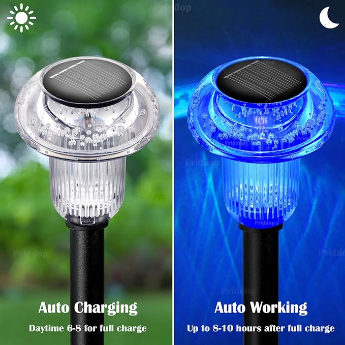 Solar Lights Outdoor Pathway Waterproof 8 Pack Color Changing LED Acrylic Mushroom Decorative Garden Lights for Yard Landscape Patio Outside Decorations Priddop
