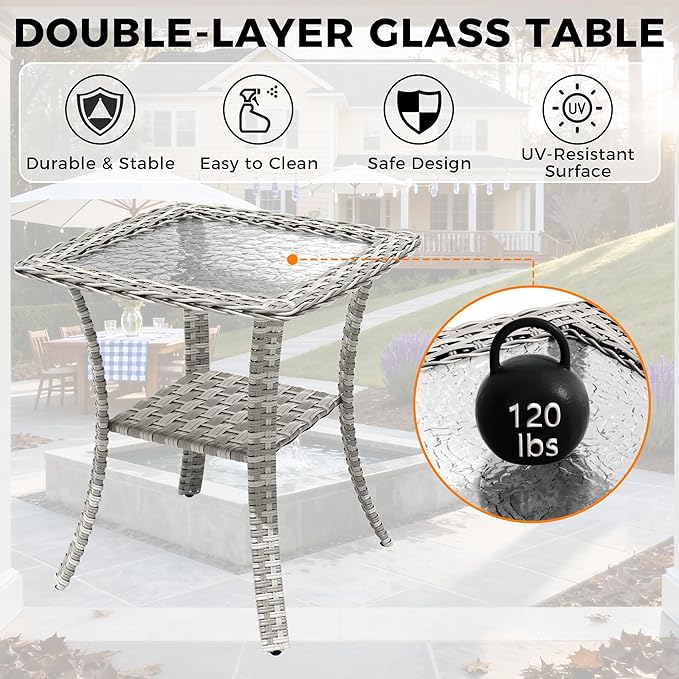 10-Seat Modern Patio Furniture Set with Swivel Rocking Chairs, Thick 4″ Cushions, Dual-Strand Wicker Rattan, Rust-Resistant Steel Frame – Outdoor Conversation & Modular Sectional,Gray MASIONBACKYARDS
