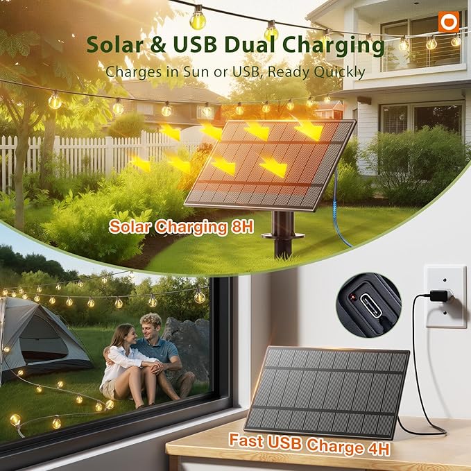 addlon 50FT Solar String Lights Outdoor Waterproof with Remote, G40 Globe Solar Patio Light with 27 LED Shatterproof Bulbs, 3 Modes, Dimmable Hanging for Outside Backyard Party addlon