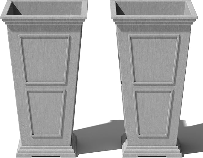 Veradek Fairmont Tall Plastic Planter - Large Outdoor Planter for Front Porch | Crack Resistant All-Weather Use | Classic Estate Design for Tall Plants, Flowers, Trees VeradekOutdoor