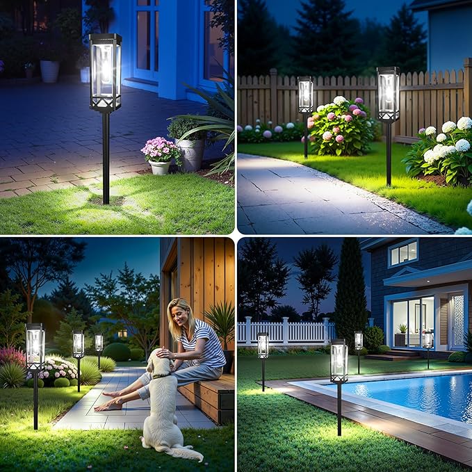 KOOPER Taller Solar Pathway Lights Outdoor, 6 Pack Upgraded Brighter Solar Garden Lights Solar Powered, Up to 15 Hours Outdoor Solar Lights for Yard Landscape Path Walkway Driveway （Cool White） KOOPER