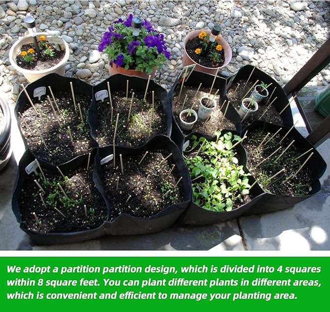 CJGQ Fabric Raised Garden Beds Outdoor, 2X2 Ft 4 Grids Plant Grow Bags,Vegetables Planter Raised Bed for Growing Potatoes Flowers, Square Plant Growing Container Bags for Outdoor Indoor CJGQ