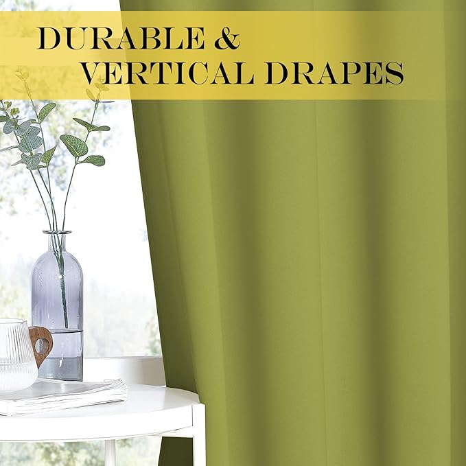 NICETOWN Blackout Curtains 54 Inches Long, Thermal Insulated Room Darkening Curtains for Bedroom, Window Treatment Drapes for Living Room Nursery (W66 x L54 Inch, Fresh Green, 1 Panel) NICETOWN