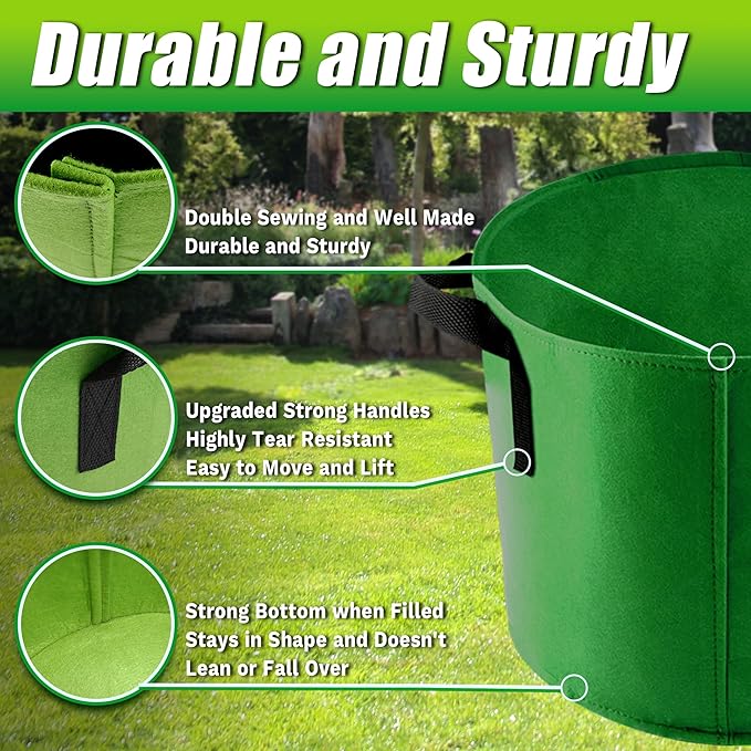 10 Gallon Grow Bags, 7 Pack Colorful Fabric Plant Pots with Handles for Garden and Outdoor Planting Sinimaka