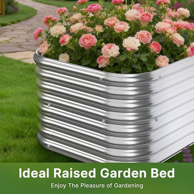 4 PCS Galvanized Raised Garden Bed Outdoor, Metal Garden Bed for Vegetables, Above Ground Garden Box for Flower, Steel Raised Beds for Gardening - 2FT Mostmahes
