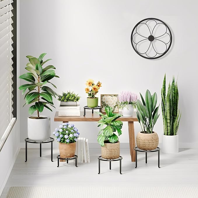 5 Pack Metal Plant Stand for Heavy Potted Plant for Home Indoor and Outdoor, Multiple Heavy Duty Flower Pot Stand,Multiple Plant Display Rack Rootora