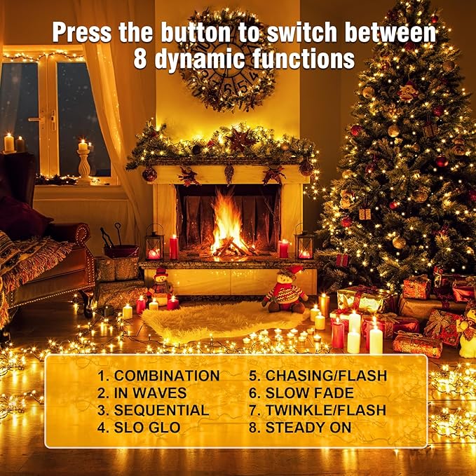 Nisocy 200 LED Christmas Connectable String Lights Outdoor Waterproof – Warm White Fairy Lights with Plug, Tree Lights for Patio, Garden, Bedroom, Wedding, Party, Decor (66FT) NISOCYLighting