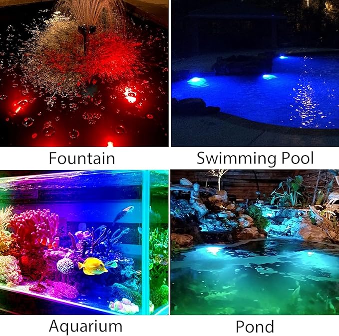 Solar Pond Lights, 18 LED Super Bright RGB LED Underwater Spotlights Color Changing Submersible Pond Light IP68 Waterproof Fountain Lights for Fish Aquarium Tank Garden Yard Pool (2-in-1) CREPOW