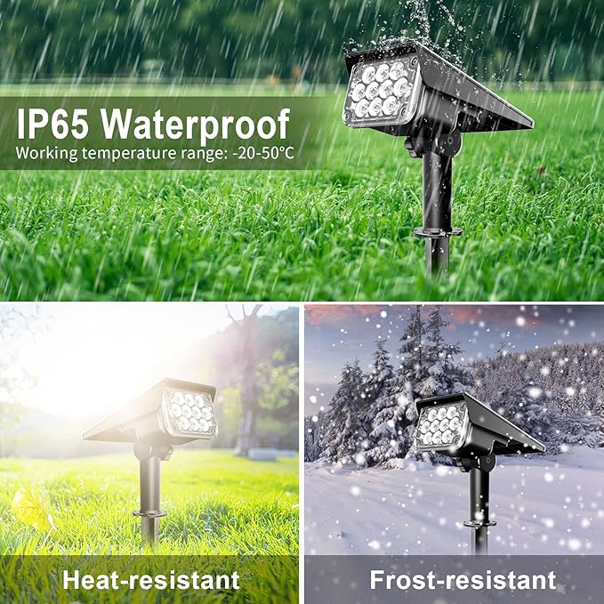Solar Spot Lights Outdoor, Blue Solar Spotlights Landscape Lighting with IP65 Waterproof 20 LEDs Landscape Spotlight for Garden Path Yard Holiday Decoration 4 Pack CREPOW