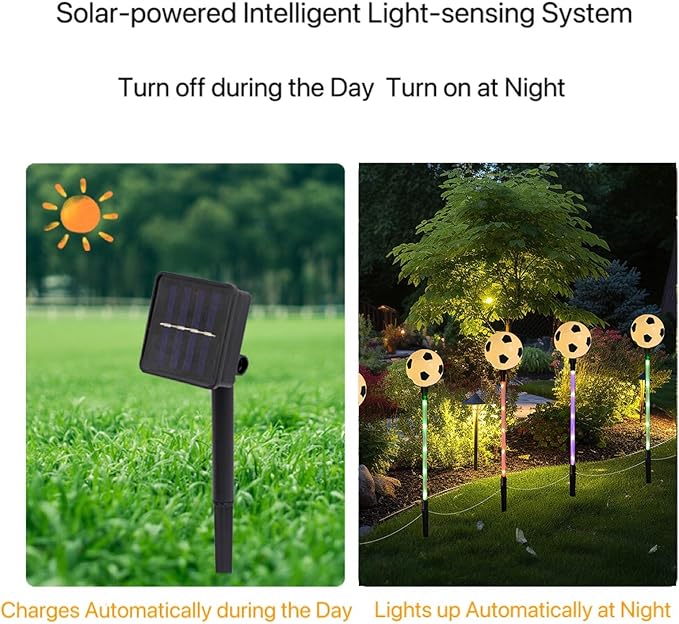 Solar Lights Outdoor, Soccer Theme LED Stake Light for Garden Yard Pathway Patio Walkway Landscape Decoration AUGPET
