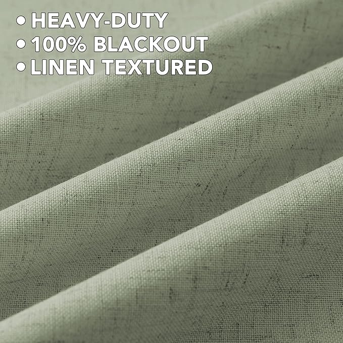 H.VERSAILTEX Linen Curtains 100% Blackout Curtains for Bedroom 102 inch Long Full Light Blocking Nature Linen Blended Window Curtains for Living Room Nickel Grommet (2 Panels, Heathered Tea) HVERSAILTEX