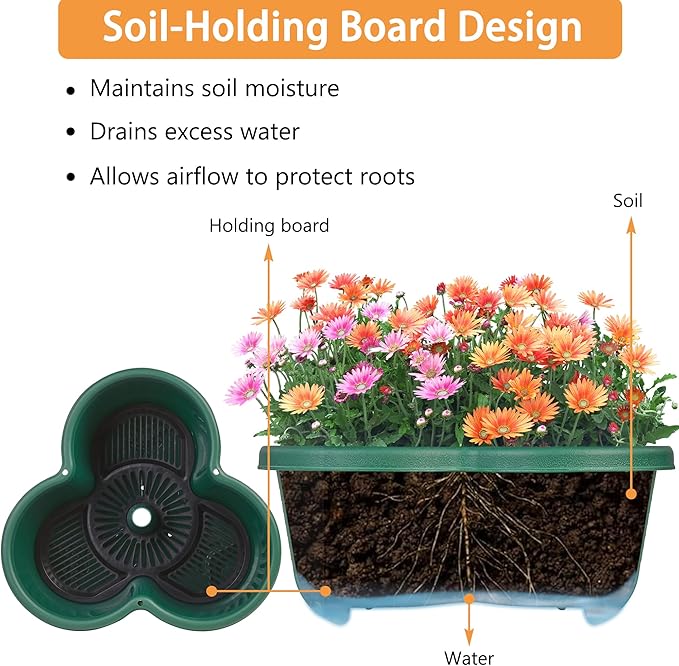 VECELO 5 Tier Vertical Garden Planter, Self Watering Stackable Planters with Wheels for Strawberries, Herbs, Flowers, Vegetables, Dark Green VECELO