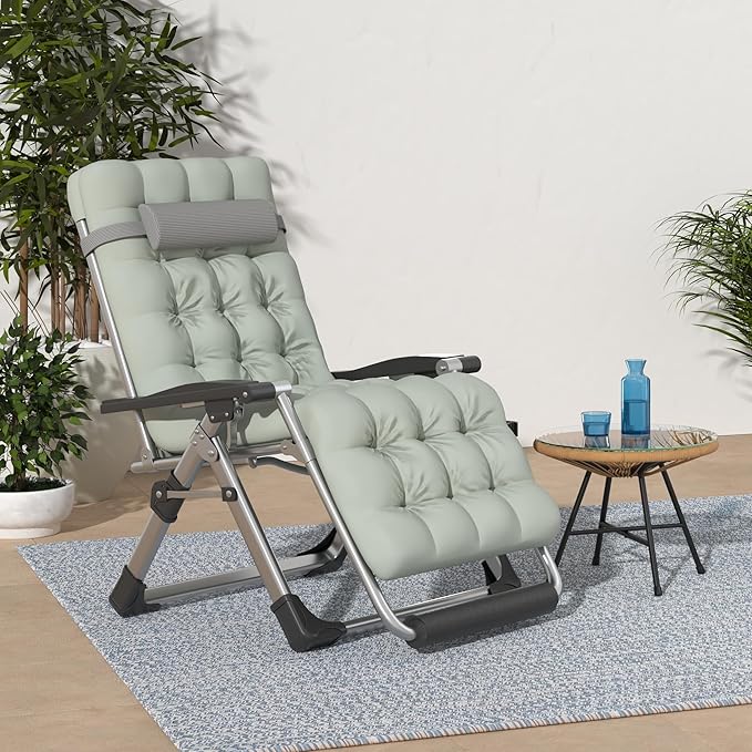 Suteck Oversized Zero Gravity Chair,29In XL Lounge Chair w/Removable Cushion&Headrest, Reclining Camping Chair w/Upgraded Lock and Footrest, Reclining Patio Chairs Recliner for Indoor Outdoor Suteck