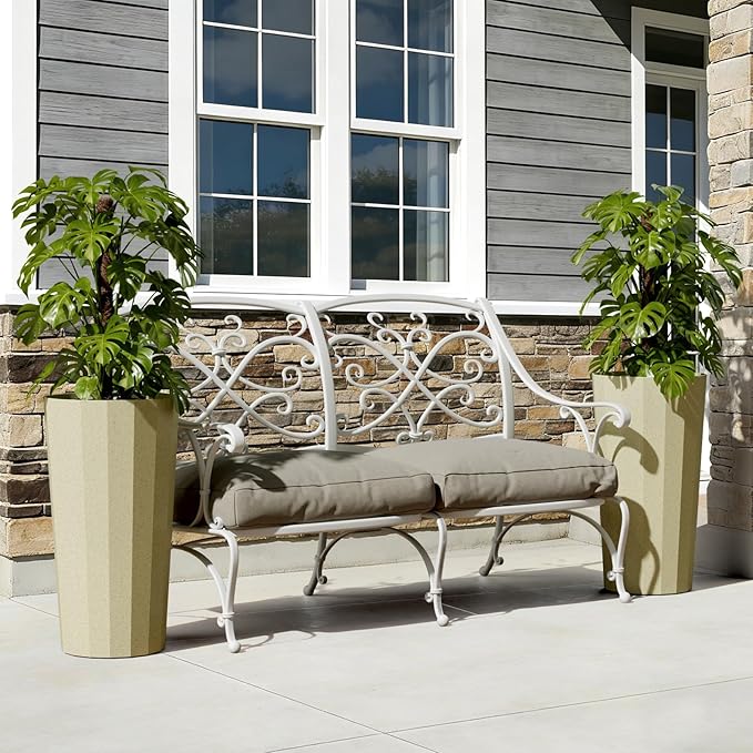 23.6" H Tall Planters for Outdoor Plants, 2 Pack Large Outdoor Planters for Porch Decor with Automatic Drainage Hole, Plastic Stripe Design Flower Pots Fits Indoor Plants Patio Garden, Black Outdoorchairs