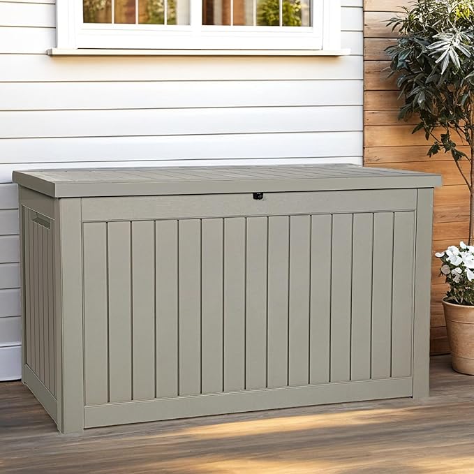 YITAHOME 230 Gallon Outdoor Storage Deck Box, Weather-Resistant Resin, Versatile for Patio Furnishings, Outdoor Cushions, Garden Tools, and Sports/Pool Gear, Taupe YITAHOME