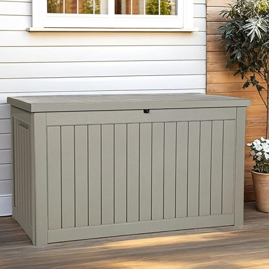 YITAHOME 230 Gallon Outdoor Storage Deck Box, Weather-Resistant Resin, Versatile for Patio Furnishings, Outdoor Cushions, Garden Tools, and Sports/Pool Gear, Taupe YITAHOME