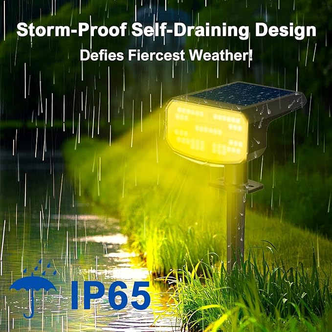 Solar Lights Outdoor Waterproof IP65, Super Bright LED, 3000K 2 Lighting Modes, Solar Powered Yard Garden Solar Spot Lights for Outside Landscape Auto On/Off -6 Pack JEJOT