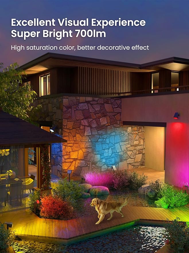 Color Changing Solar Spot Lights Outdoor, 9 Lighting Modes Colored Solar Lights Outdoor RGB, Color Light Waterproof IP65, Landscape Spotlights for Halloween Christmas Decorations AUDERWIN