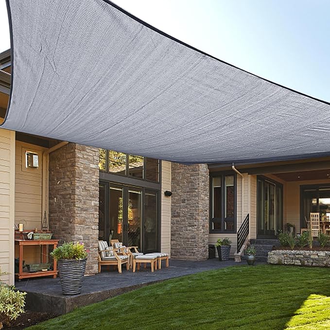 LOVE STORY Custom Size 5'x8' Silver Grey Sun Shade Sail Rectangle UV Block Canopy Patio Sail Sunshades Fabric for Outdoor Garden Carport (We Make Custom Size) LOVESTORY