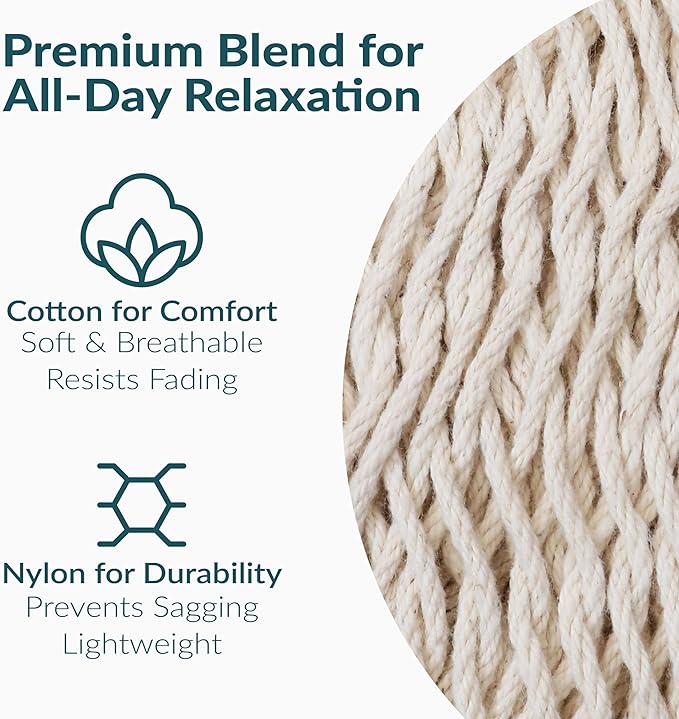 Sunnydaze Handwoven XXL Thick Cord Mayan Double Hammock for Outside - 625-Pound Capacity Heavy-Duty Outdoor Hammock - Natural SunnydazeDecor