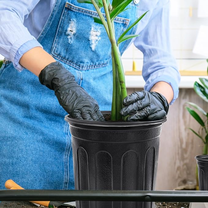 Anyumocz 90Pcs 1 Gallon Nursery Pots for Plants,Plastic Seedling Pot with Drainage Holes,Garden Flower Plant Container for Transplanting,Succulents,Cuttings(Black) Anyumocz