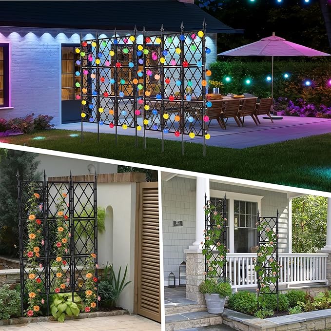 5.25FT Garden Trellis for Climbing Plants Outdoor, Black Iron Pipe Support Fence,Metal Wall Lattice Climbing Frame for Potted Plants Indoor for Ivy Vines Vegetable Flower, Patio, Lawn, Yard, Backyard ParseBio