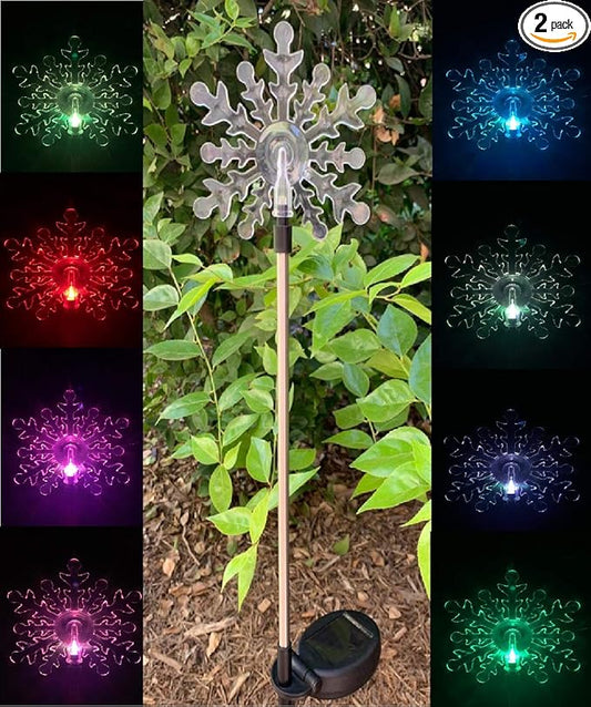 Solar Powered Garden Stake LED Light, Set of 2 (Flat X2) RELIGHTABLE