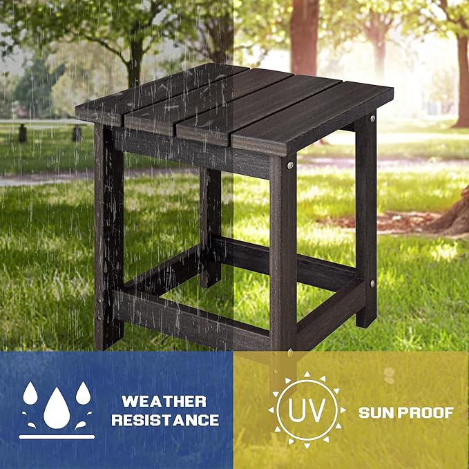LZRS Adirondack Square Outdoor Side Table for Patio, Pool Composite Patio Table,HDPE End Tables for Backyard,Pool, Indoor Companion, Easy Maintenance & Weather Resistant(Brown Mixture) LZRSPET