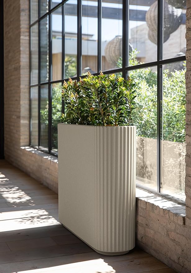Veradek Demi Series Span Planter for Front Porch, Patio, Backyard | Durable Plastic-Stone Composite Material | Modern Décor for Shrubs, Flowers VeradekOutdoor