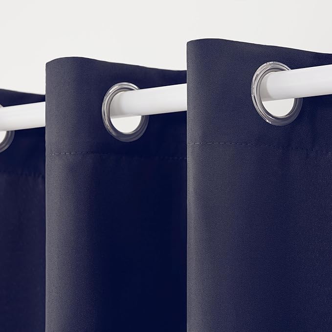 Town & Country Basics Cabana Solid Heavyweight Indoor Outdoor Curtains, Light Filtering Opacity with Grommet Top, Water Repellent, 2-Pack Set, 54"x63", Dark Navy TOWN+%26+COUNTRY+BASICS
