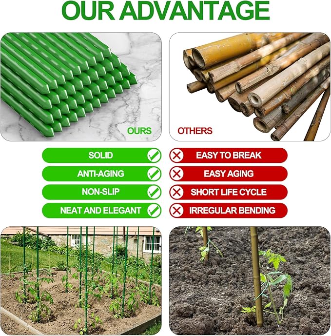 WAENLIR Garden Stakes 30 inch 2.5ft Sturdy Tomato Stakes, Plant Stakes for Outdoor Plants, Plant Support Sticks for Gardening, Pack of 30 WAENLIR
