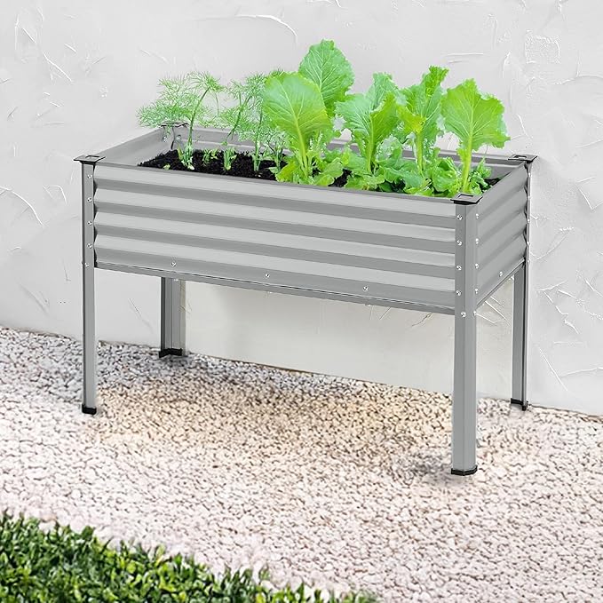 Best Choice Products 48x24x30in Galvanized Raised Garden Bed, Metal Elevated Planter Box, Vegetable Garden for Backyard, Patio, Balcony - Moonlight Gray BestChoiceProducts