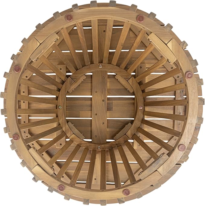 Merax Patio Outdoor Acacia Wood Round Coffee Table for Backyard, Lawn, Balcony Light Teak Merax