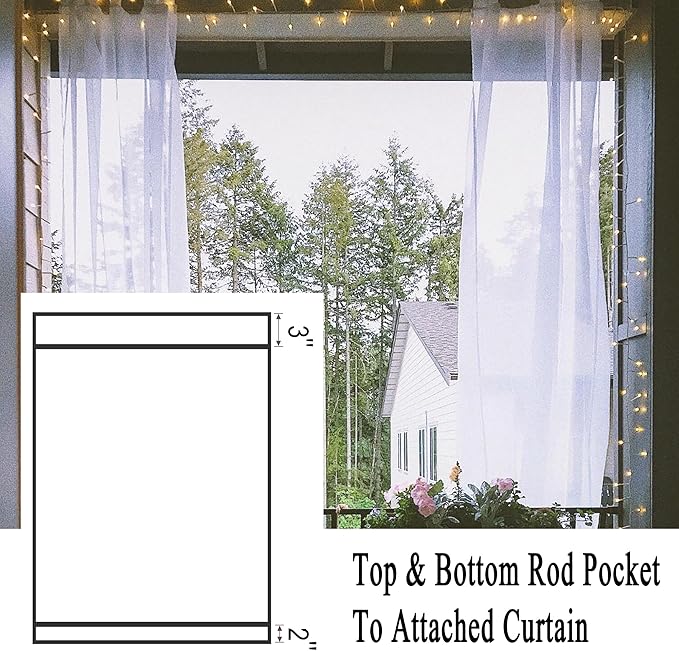 10 x 10 ft Outdoor White Tulle Backdrop Curtains Waterproof Voile Sheer Screen Breathable Mash Netting Light Filtering Privacy Curtains for Patio Porch Yard Pergola Gazebo, 2 Panels Rootora