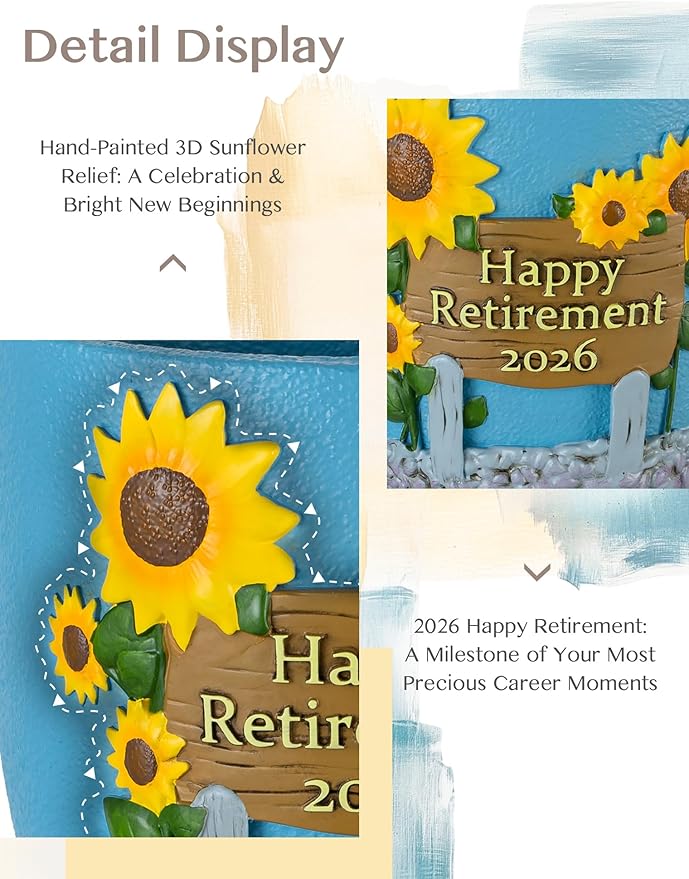 Retirement Gifts for Woman 2026: Happy Retirement Gifts for Women Nurse Teacher Coworker - Unique Retired Garden Gifts for Decoration - Hand-Painted Plant Pot Present with Gift Box and Card Rootora