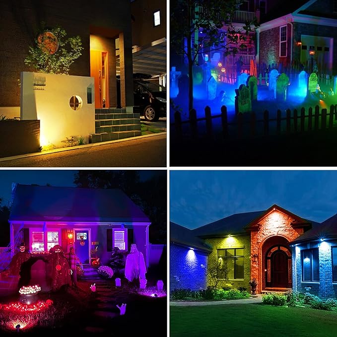 MEIHUA Solar Spot Lights Outdoor Color Changing, 6 in 1 Solar Landscape Lighting RGB Spotlights with Remote Control, IP66 Waterproof Solar Lights Outdoor Garden for Pathway Yard Pool Tree MEIHUA