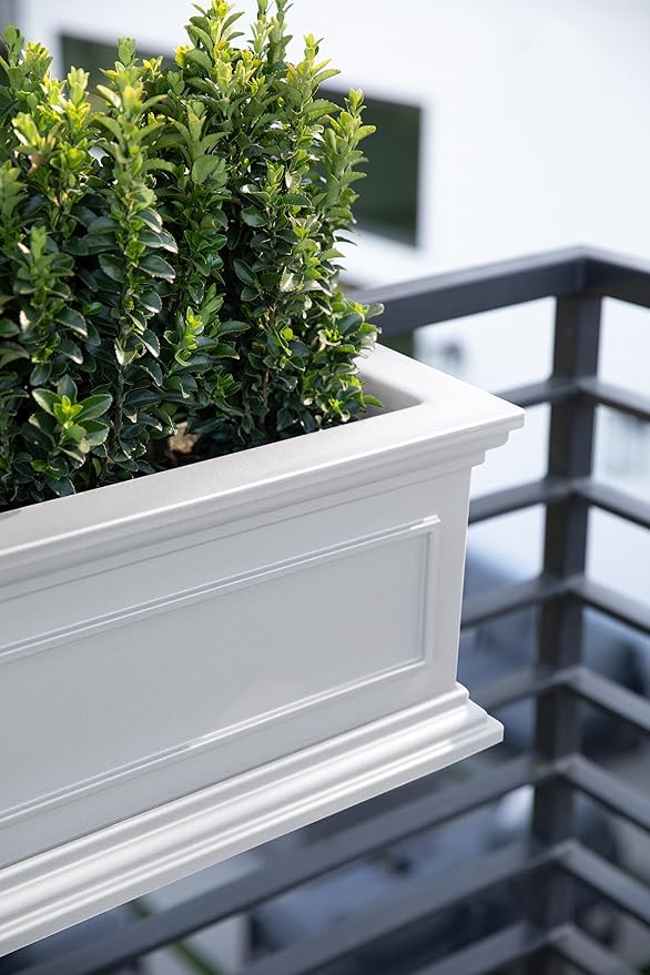 Veradek Brixton Series Plastic Railing Planter - Rectangular Planter for Outdoor Deck/Balcony | Crack-Resistant with Adjustable Rail Attachment | Classic Estate Design for Herbs, Succulents, Flowers VeradekOutdoor