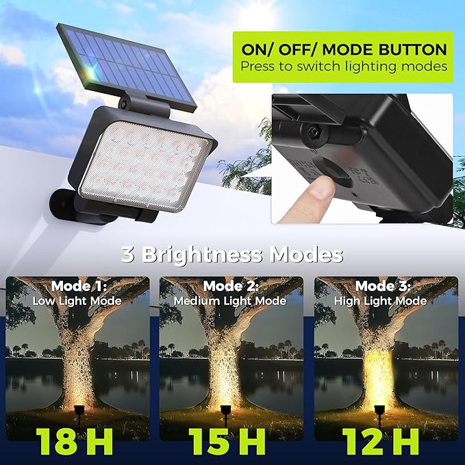 Solar Spot Lights Outdoor Waterproof for Flag, Tree, House, Garden, Yard, Landscape Spotlights for Accent Uplighting Halloween Christmas Decorations-4 Pack AUDERWIN