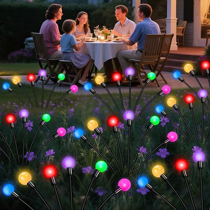Solar Garden Lights Outdoor Decor, 24 LEDs Solar Firefly Light, Multicolor Changing RGB Swaying Lights Outdoor Waterproof, 4 Pack 6 Heads Christmas Garden Decorative for Yard Patio Pathway Lawn Decor ZFNN