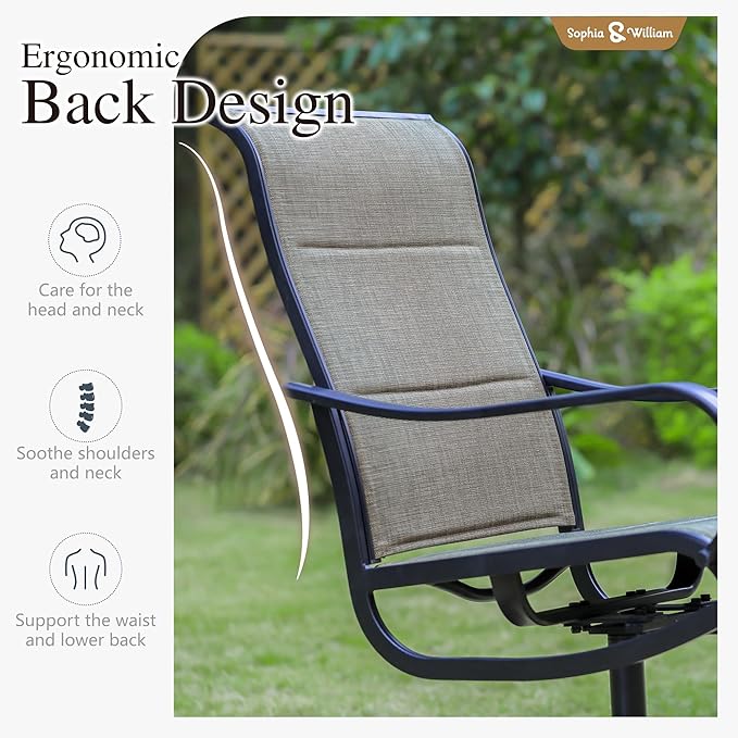 Sophia & William 9-Piece Patio Dining Set – 8 Swivel Chairs with Breathable Textiline Fabric & 84" Extendable Metal Table for Outdoor, Garden, Backyard SophiaWilliam