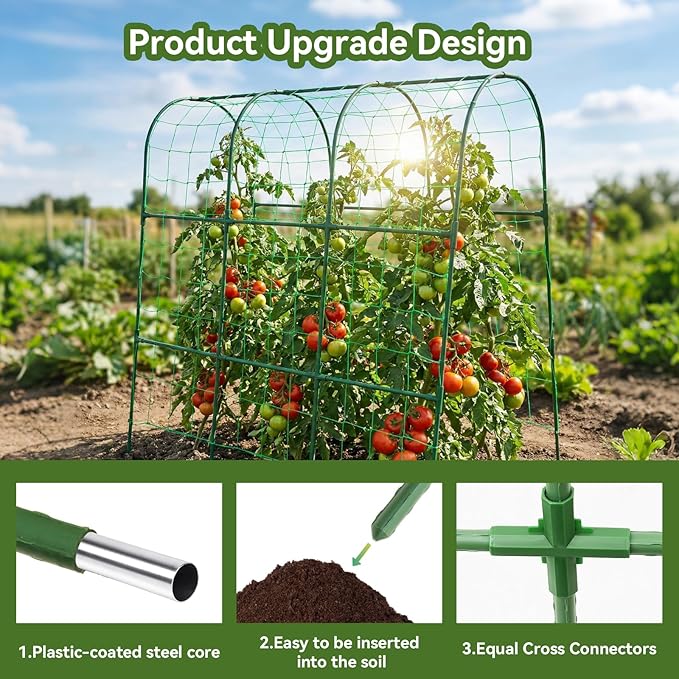 Cucumber Trellis for Raised Bed, U-Shape Garden Trellis for Climbing Plants Outdoor, Metal Arch Trellis for Vegetables, Plant Support for Tomato, Pea, Zucchini, Squash TOCCYARD