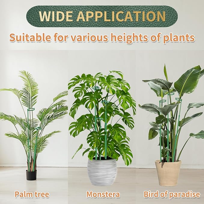 Telescoping Plant Stakes,5Pcs 17.9In to 42.3In Adjustable Monstera Plant Support Orchid Sticks with Clips, Plant Sticks Support Tall for Monstera,Orchids,Tomatoes,Vines & Indoor Outdoor Plants Stroller
