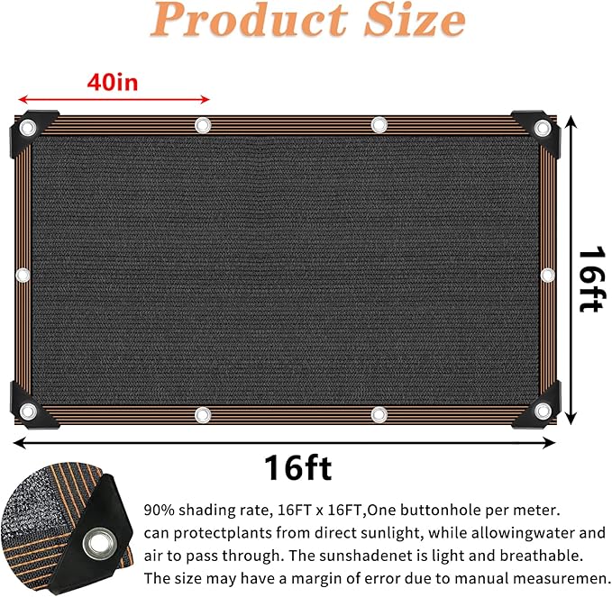 Shade Cloth 90% Sunblock Net for Garden Patio,Shade Sails -for Plants Greenhouse Outdoor Pergola Lawn Sun Protection Screens for Kennel Chicken Coop Easier to Hang Net Cover QLOFEI