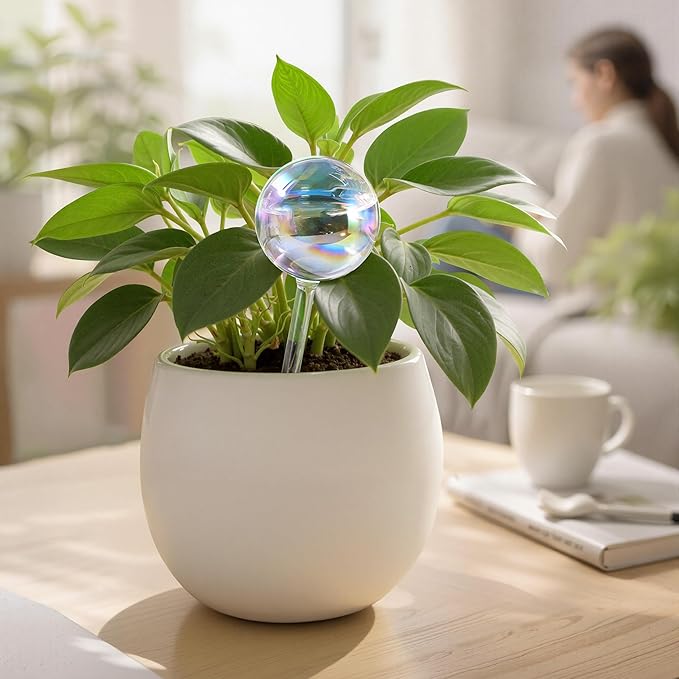 Large Extra-Thick Clear Glass Plant Watering Globes, Rainbow Gradient Self Watering Devices for Indoor & Outdoor Plants, AutomaticWaterer Spikes, Perfect for Daily or Vacation Use, 6-Pack SoilaguaDirect
