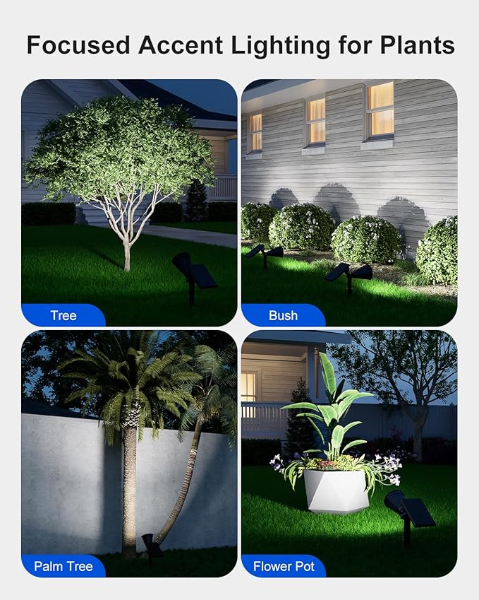 Solar Spot Lights Outdoor Waterproof for Flag, Palm Tree, Pole, Sign, Statue, Mailbox, Bright LED Outside Landscape Flood Spotlights for Accent Uplighting Yard, Garden, House, Backyard, Patio FALOVE