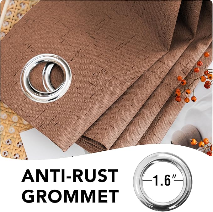 H.VERSAILTEX 100% Blackout Curtains for Bedroom Thermal Insulated Linen Textured Curtains Heat and Full Light Blocking Drapes Living Room Curtains 2 Panel Sets, Washed Spice, 52x54 Inch HVERSAILTEX